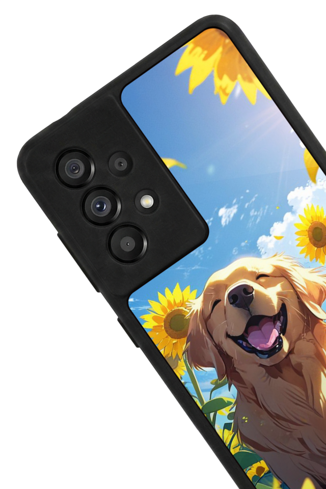 Samsung Galaxy A73 Uyumlu Golden Kopek Tasarımlı Glossy Premium Kılıf
