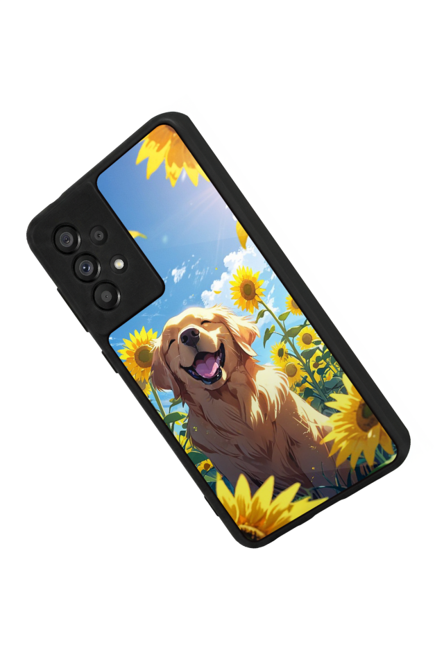 Samsung Galaxy A73 Uyumlu Golden Kopek Tasarımlı Glossy Premium Kılıf