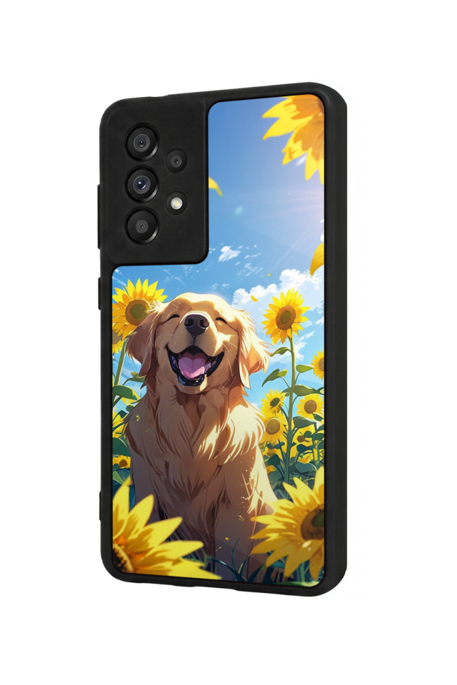 Samsung Galaxy A73 Uyumlu Golden Kopek Tasarımlı Glossy Premium Kılıf