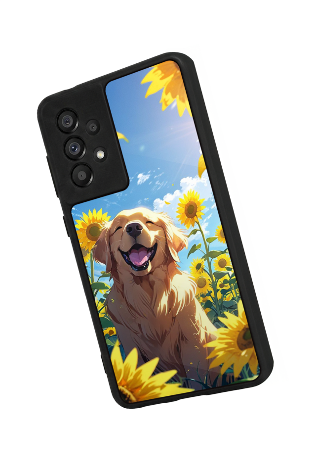 Samsung Galaxy A73 Uyumlu Golden Kopek Tasarımlı Glossy Premium Kılıf