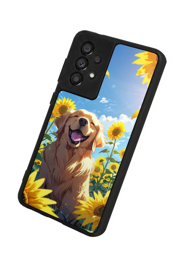 Samsung Galaxy A73 Uyumlu Golden Kopek Tasarımlı Glossy Premium Kılıf