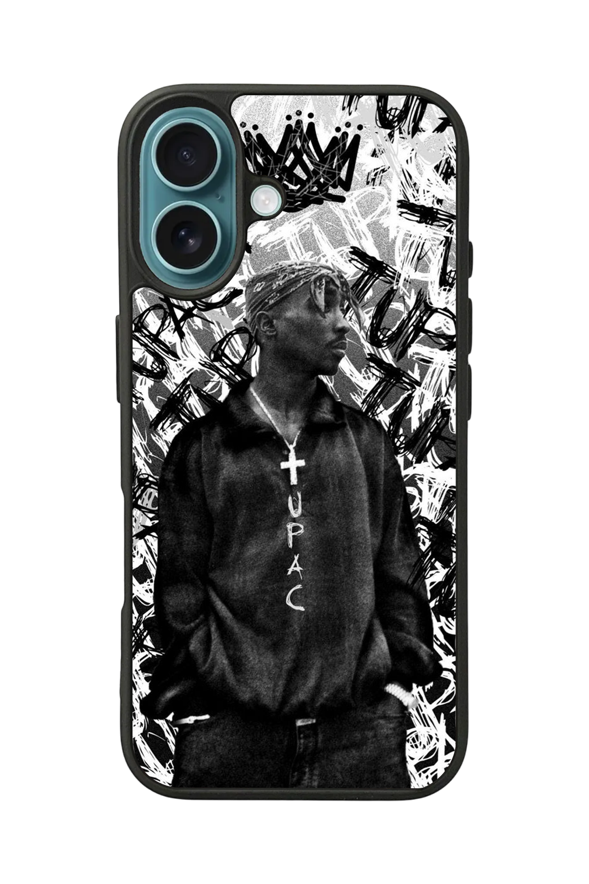 iPhone 16 Plus Uyumlu Tupac Tasarımlı Glossy Premium Kılıf