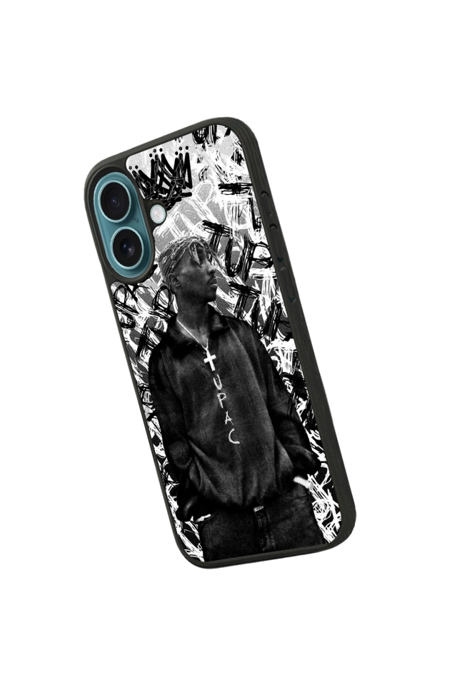 iPhone 16 Plus Uyumlu Tupac Tasarımlı Glossy Premium Kılıf