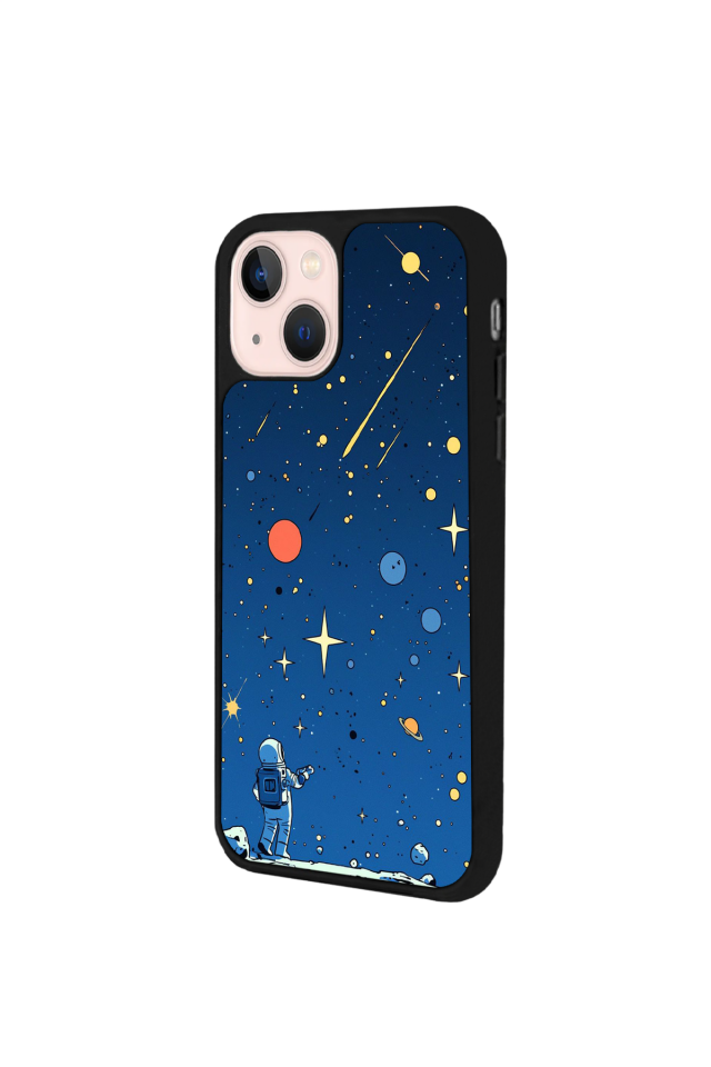 iPhone 13 Mini Uyumlu Uzay Tasarımlı Glossy Premium Kılıf