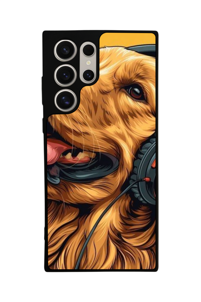 Samsung Galaxy S22 Ultra Uyumlu Golden Kopek Tasarımlı Glossy Premium Kılıf