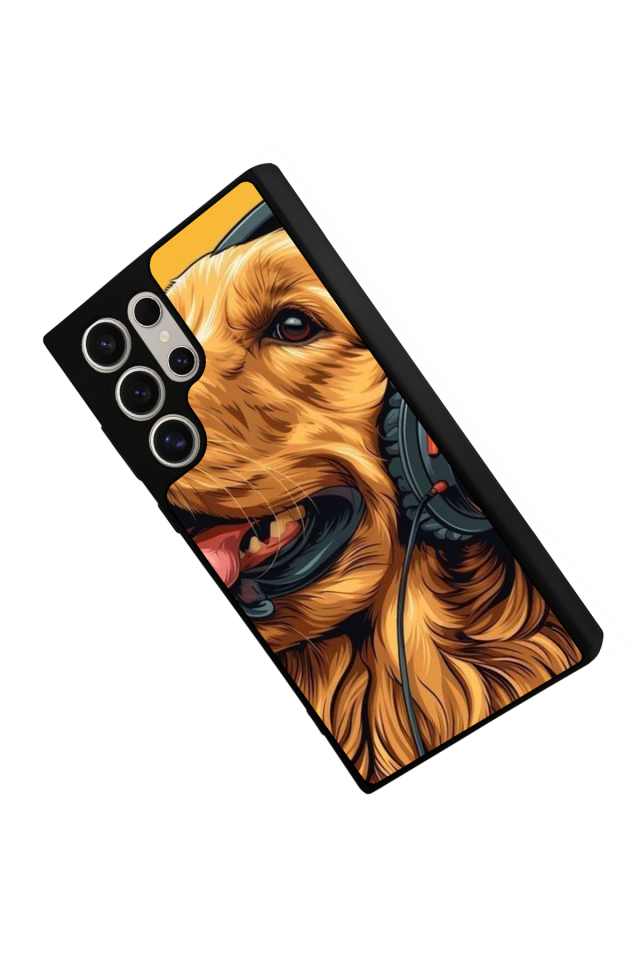 Samsung Galaxy S22 Ultra Uyumlu Golden Kopek Tasarımlı Glossy Premium Kılıf