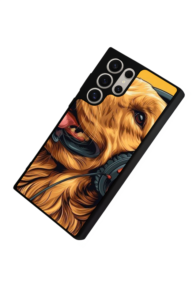 Samsung Galaxy S22 Ultra Uyumlu Golden Kopek Tasarımlı Glossy Premium Kılıf