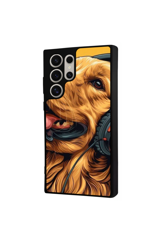 Samsung Galaxy S22 Ultra Uyumlu Golden Kopek Tasarımlı Glossy Premium Kılıf