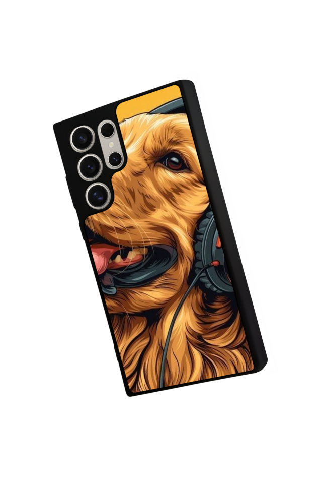 Samsung Galaxy S22 Ultra Uyumlu Golden Kopek Tasarımlı Glossy Premium Kılıf