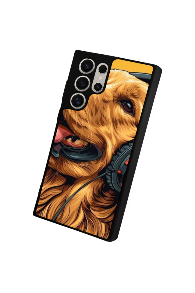 Samsung Galaxy S22 Ultra Uyumlu Golden Kopek Tasarımlı Glossy Premium Kılıf