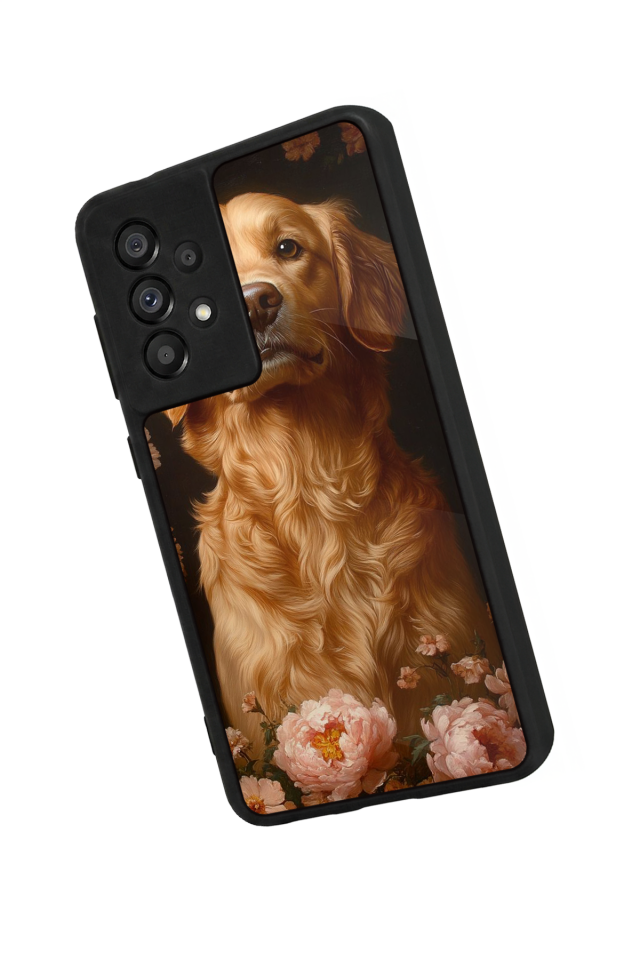 Samsung Galaxy A73 Uyumlu Golden Kopek Tasarımlı Glossy Premium Kılıf