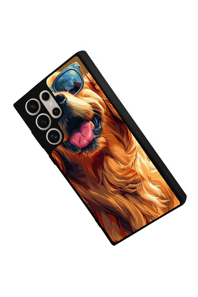 Samsung Galaxy S22 Ultra Uyumlu Golden Kopek Tasarımlı Glossy Premium Kılıf