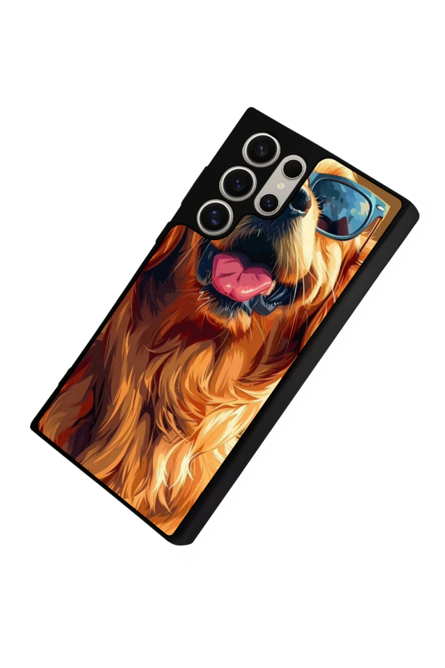 Samsung Galaxy S22 Ultra Uyumlu Golden Kopek Tasarımlı Glossy Premium Kılıf