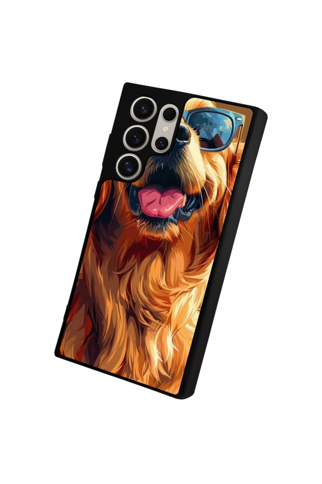 Samsung Galaxy S22 Ultra Uyumlu Golden Kopek Tasarımlı Glossy Premium Kılıf