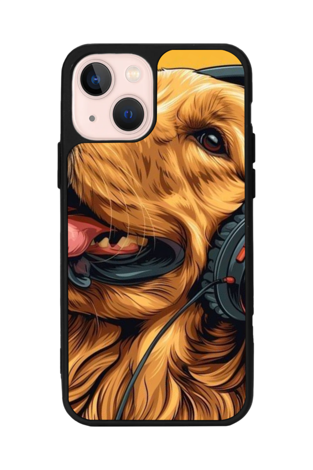 iPhone 14 Plus Uyumlu Golden Kopek Tasarımlı Glossy Premium Kılıf