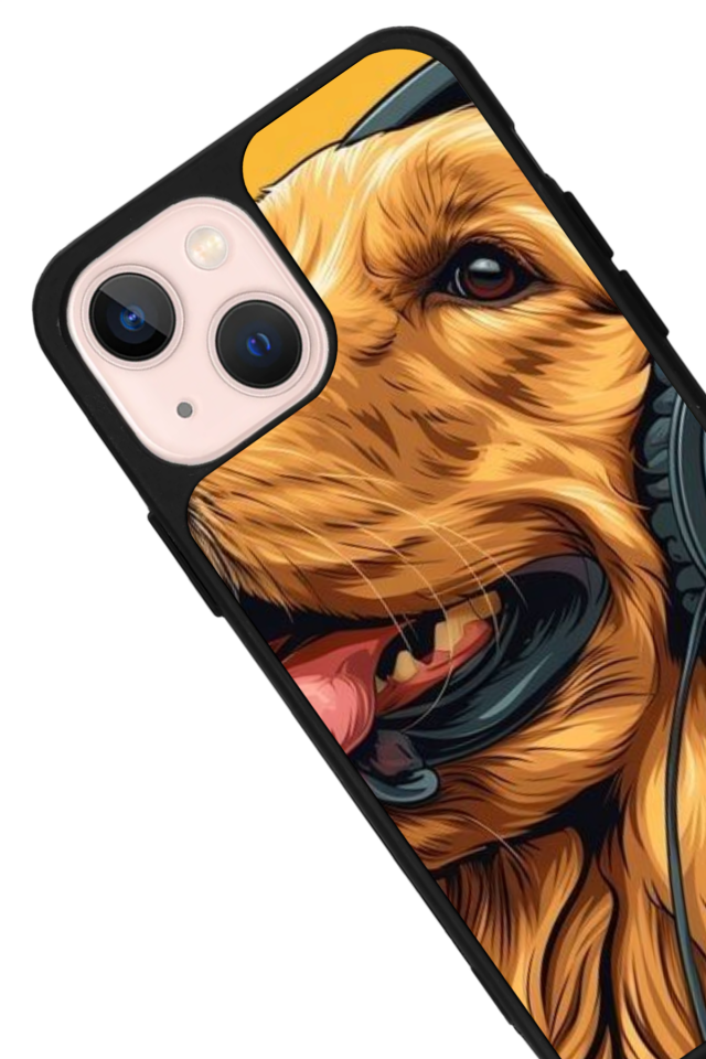 iPhone 14 Plus Uyumlu Golden Kopek Tasarımlı Glossy Premium Kılıf