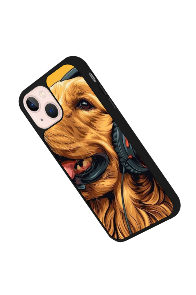 iPhone 14 Plus Uyumlu Golden Kopek Tasarımlı Glossy Premium Kılıf