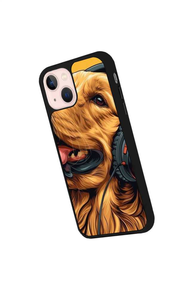 iPhone 14 Plus Uyumlu Golden Kopek Tasarımlı Glossy Premium Kılıf