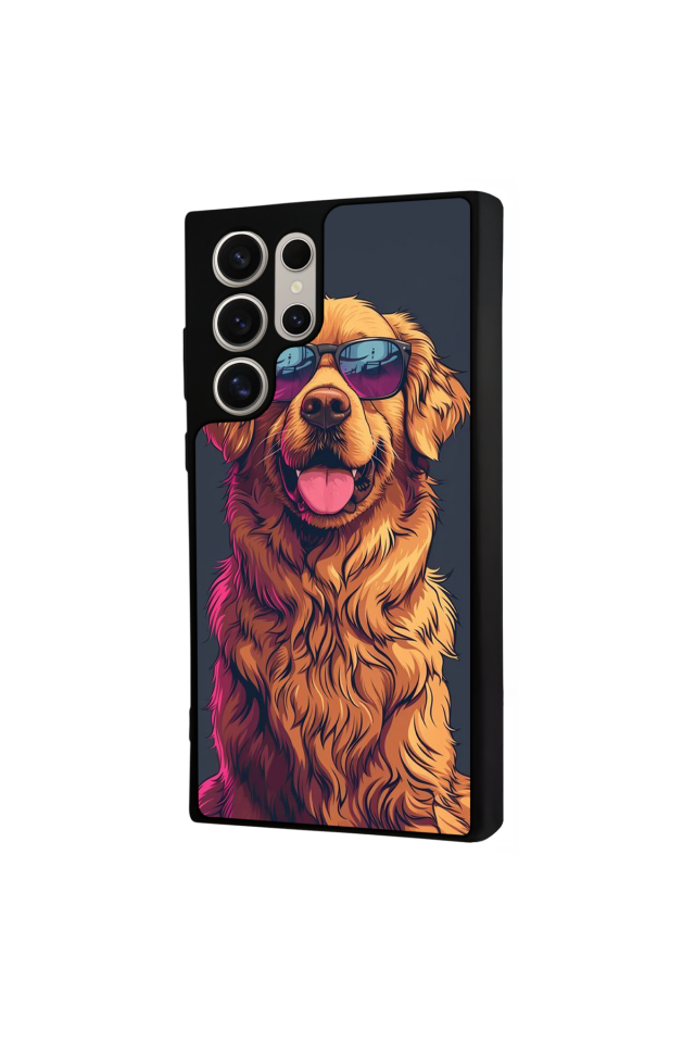 Samsung Galaxy S22 Ultra Uyumlu Golden Kopek Tasarımlı Glossy Premium Kılıf