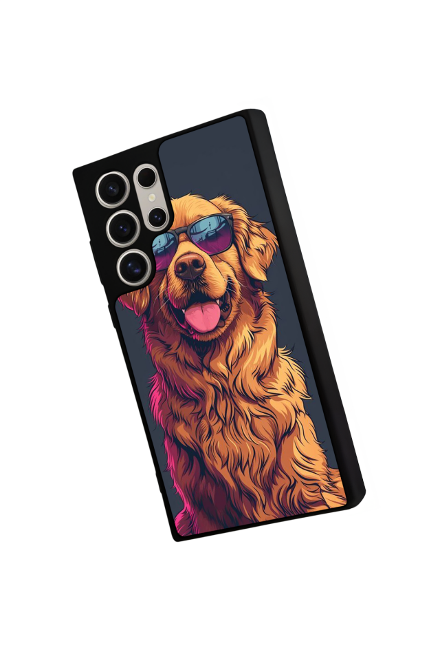 Samsung Galaxy S22 Ultra Uyumlu Golden Kopek Tasarımlı Glossy Premium Kılıf