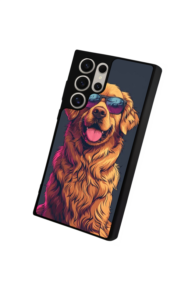 Samsung Galaxy S22 Ultra Uyumlu Golden Kopek Tasarımlı Glossy Premium Kılıf