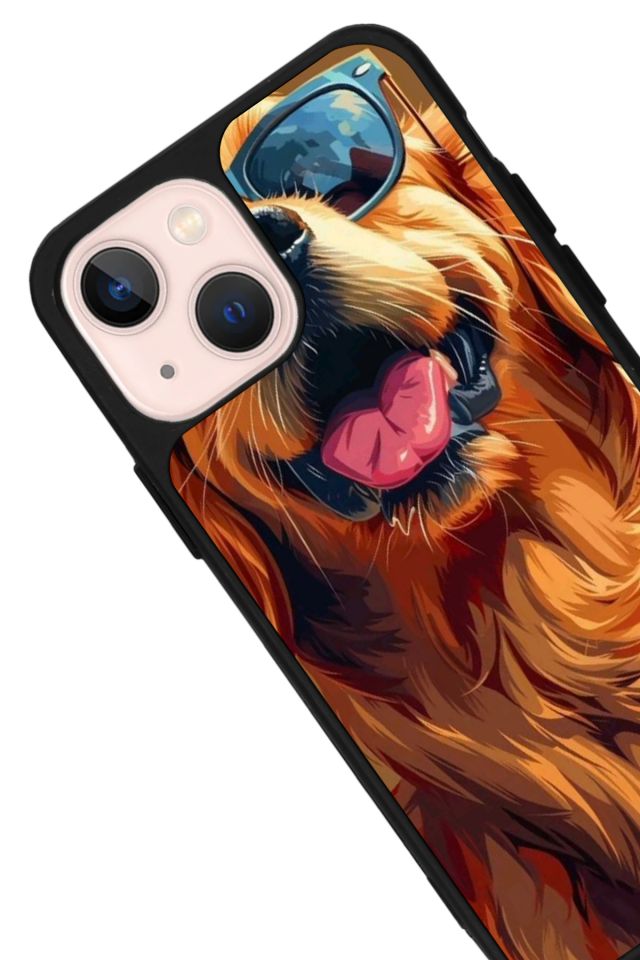 iPhone 14 Plus Uyumlu Golden Kopek Tasarımlı Glossy Premium Kılıf