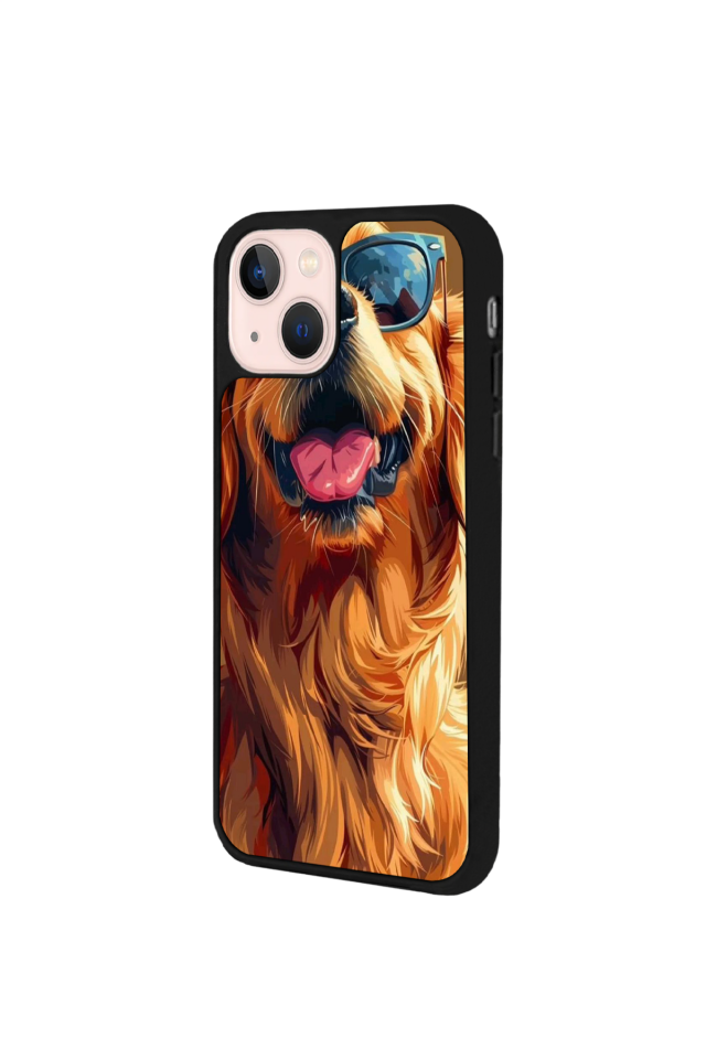 iPhone 14 Plus Uyumlu Golden Kopek Tasarımlı Glossy Premium Kılıf