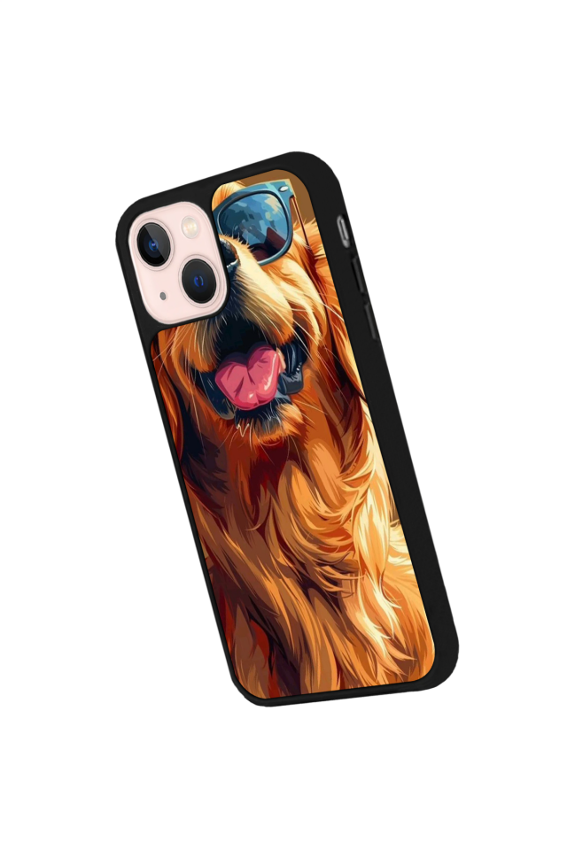 iPhone 14 Plus Uyumlu Golden Kopek Tasarımlı Glossy Premium Kılıf