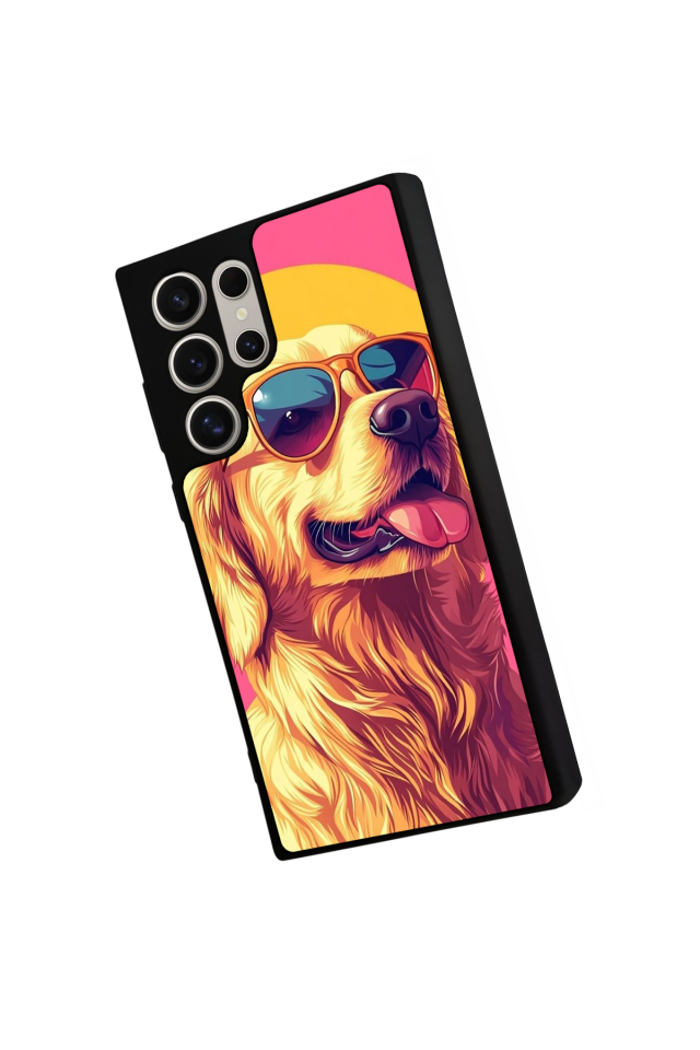 Samsung Galaxy S22 Ultra Uyumlu Golden Kopek Tasarımlı Glossy Premium Kılıf