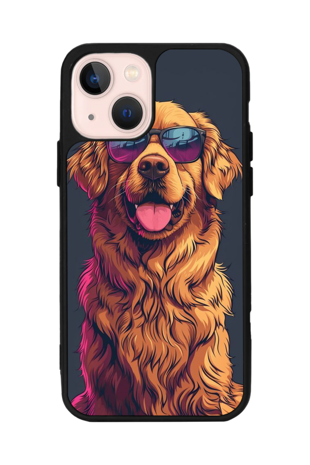 iPhone 14 Plus Uyumlu Golden Kopek Tasarımlı Glossy Premium Kılıf