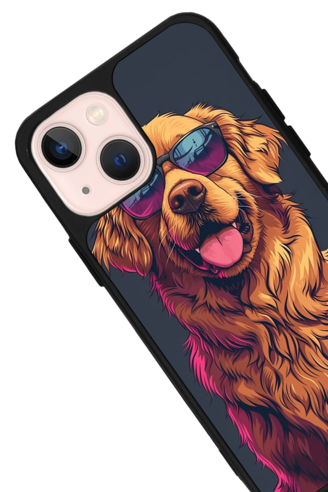 iPhone 14 Plus Uyumlu Golden Kopek Tasarımlı Glossy Premium Kılıf