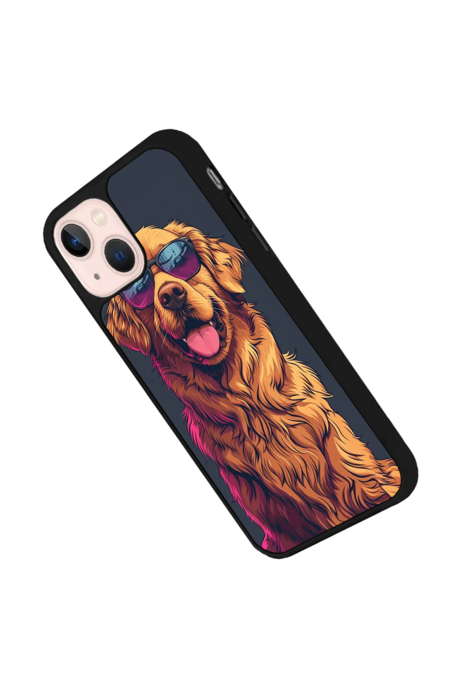 iPhone 14 Plus Uyumlu Golden Kopek Tasarımlı Glossy Premium Kılıf