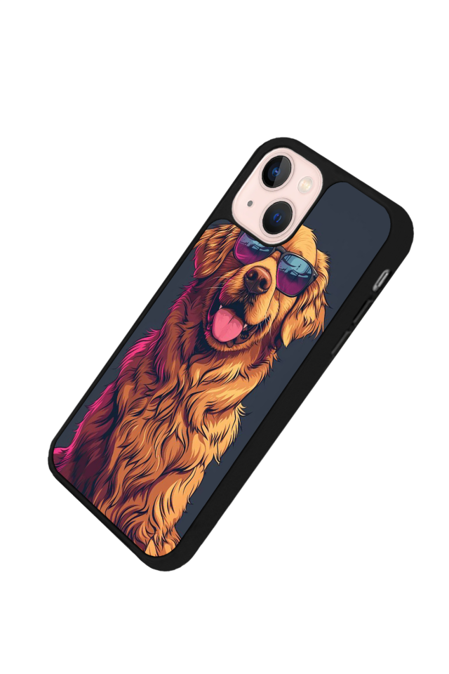 iPhone 14 Plus Uyumlu Golden Kopek Tasarımlı Glossy Premium Kılıf