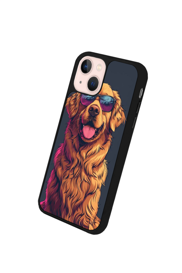 iPhone 14 Plus Uyumlu Golden Kopek Tasarımlı Glossy Premium Kılıf