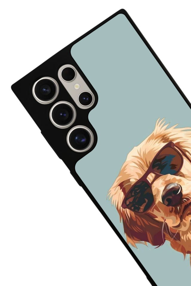 Samsung Galaxy S22 Ultra Uyumlu Golden Kopek Tasarımlı Glossy Premium Kılıf