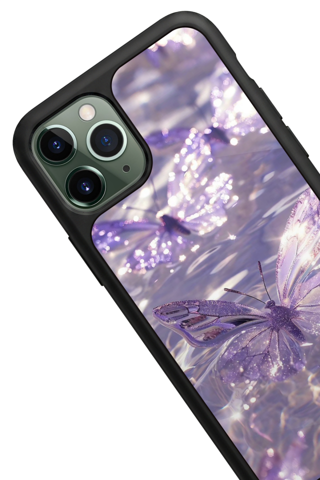 iPhone 11 Pro Max Uyumlu Kelebek Tasarımlı Glossy Premium Kılıf