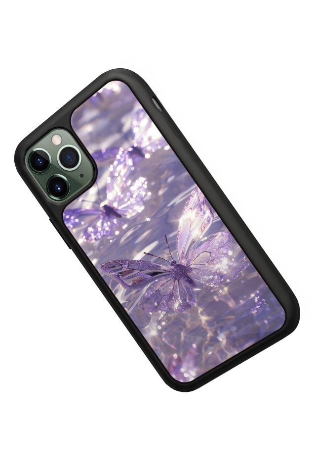 iPhone 11 Pro Max Uyumlu Kelebek Tasarımlı Glossy Premium Kılıf