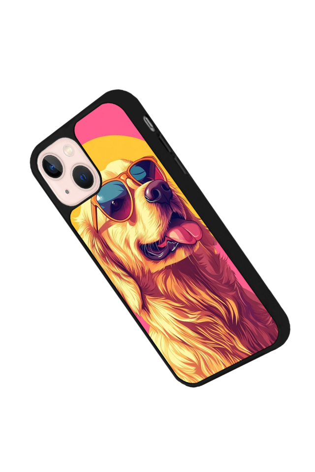 iPhone 14 Plus Uyumlu Golden Kopek Tasarımlı Glossy Premium Kılıf