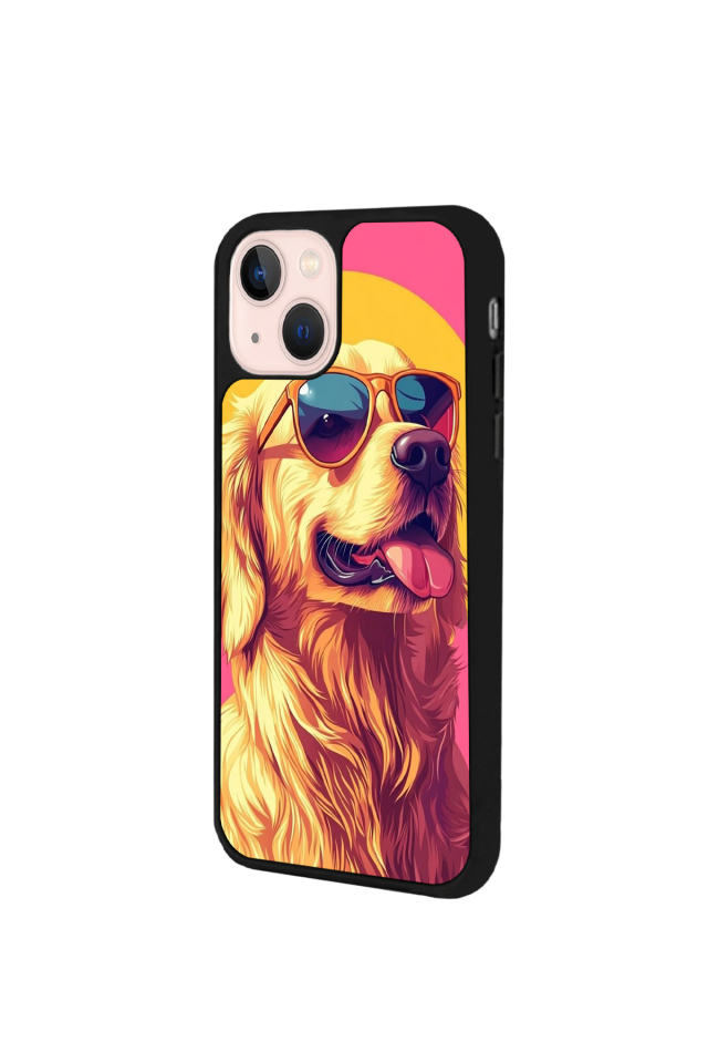 iPhone 14 Plus Uyumlu Golden Kopek Tasarımlı Glossy Premium Kılıf