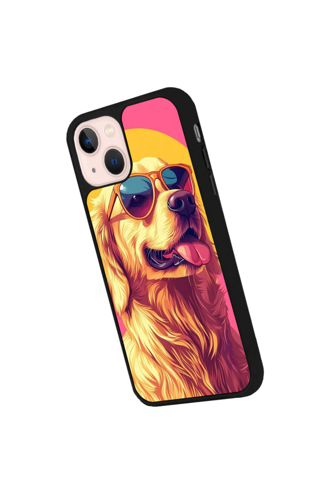 iPhone 14 Plus Uyumlu Golden Kopek Tasarımlı Glossy Premium Kılıf