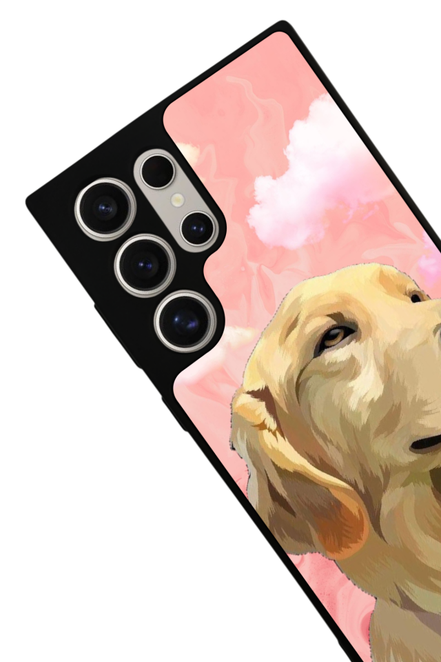 Samsung Galaxy S22 Ultra Uyumlu Golden Kopek Tasarımlı Glossy Premium Kılıf