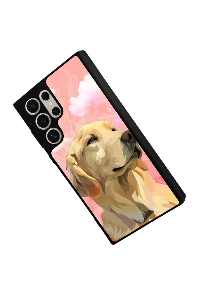 Samsung Galaxy S22 Ultra Uyumlu Golden Kopek Tasarımlı Glossy Premium Kılıf