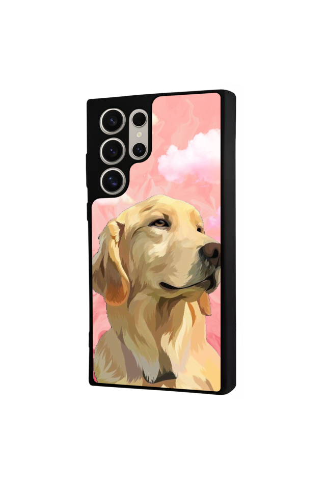 Samsung Galaxy S22 Ultra Uyumlu Golden Kopek Tasarımlı Glossy Premium Kılıf