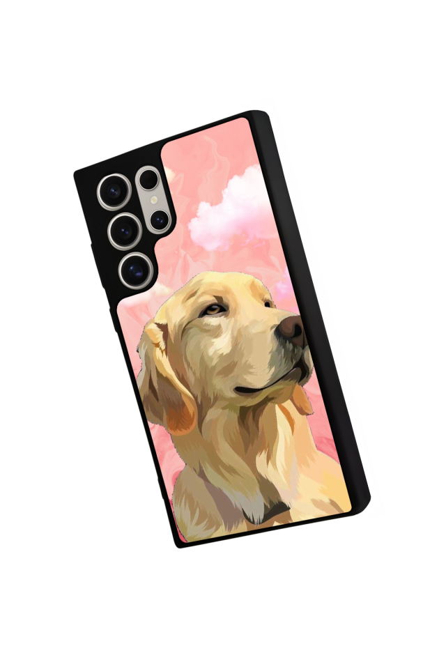 Samsung Galaxy S22 Ultra Uyumlu Golden Kopek Tasarımlı Glossy Premium Kılıf