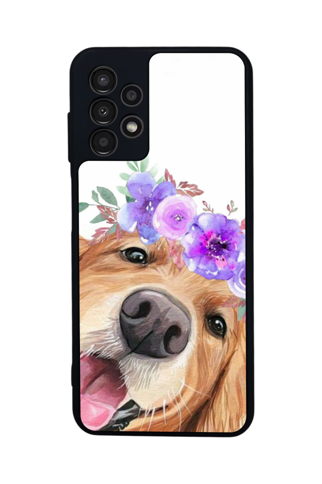 Samsung Galaxy A23 Uyumlu Golden Kopek Tasarımlı Glossy Premium Kılıf