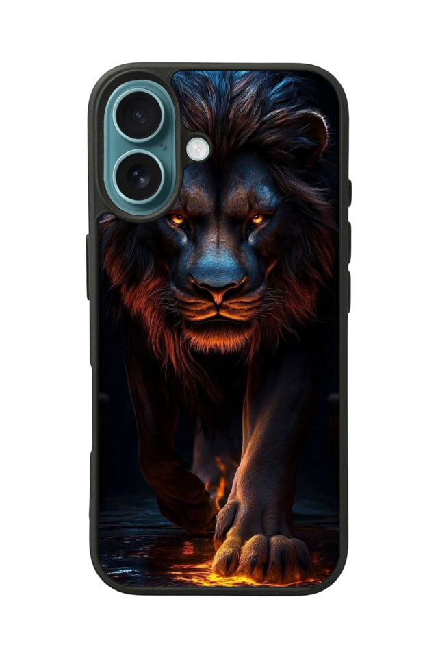 iPhone 16 Plus Uyumlu Aslan Tasarımlı Glossy Premium Kılıf