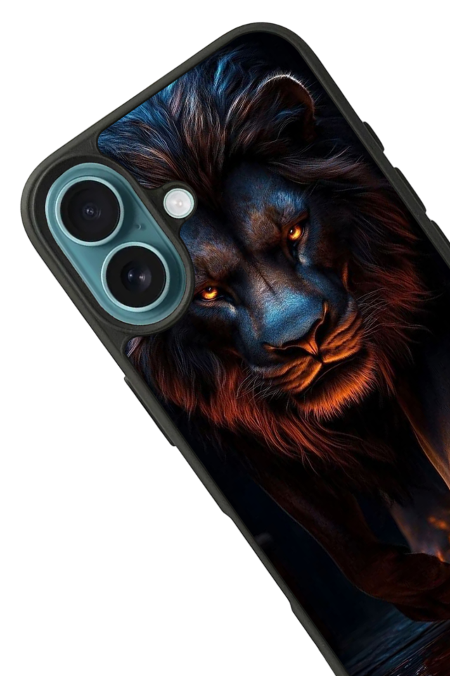 iPhone 16 Plus Uyumlu Aslan Tasarımlı Glossy Premium Kılıf