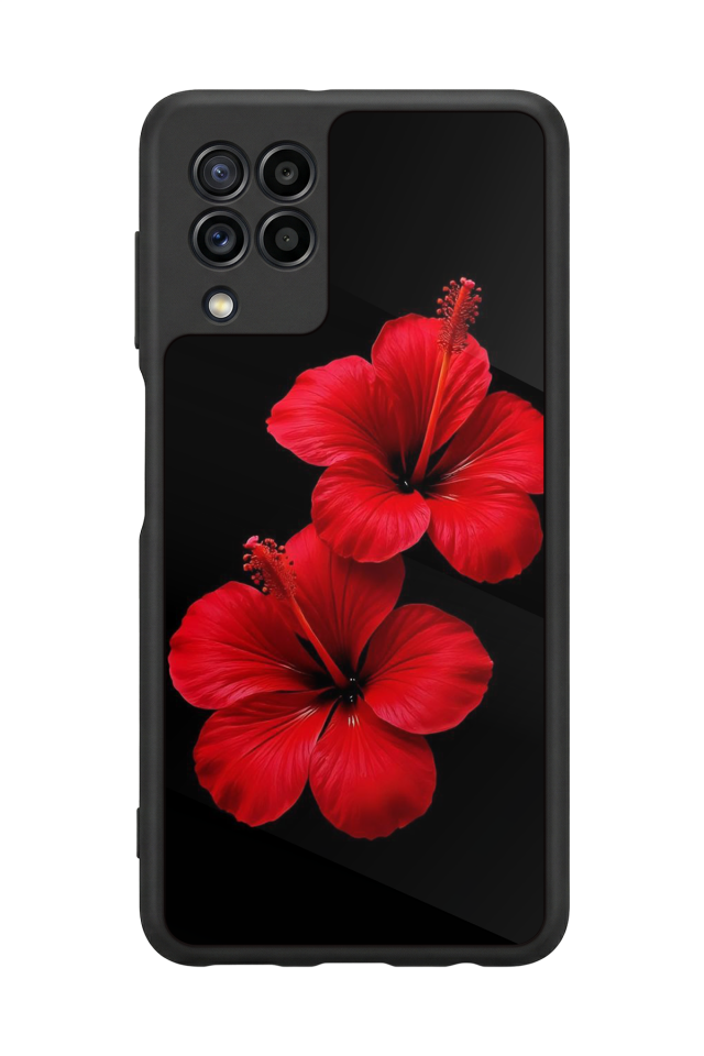 Samsung Galaxy M22 Uyumlu Cicek Tasarımlı Glossy Premium Kılıf