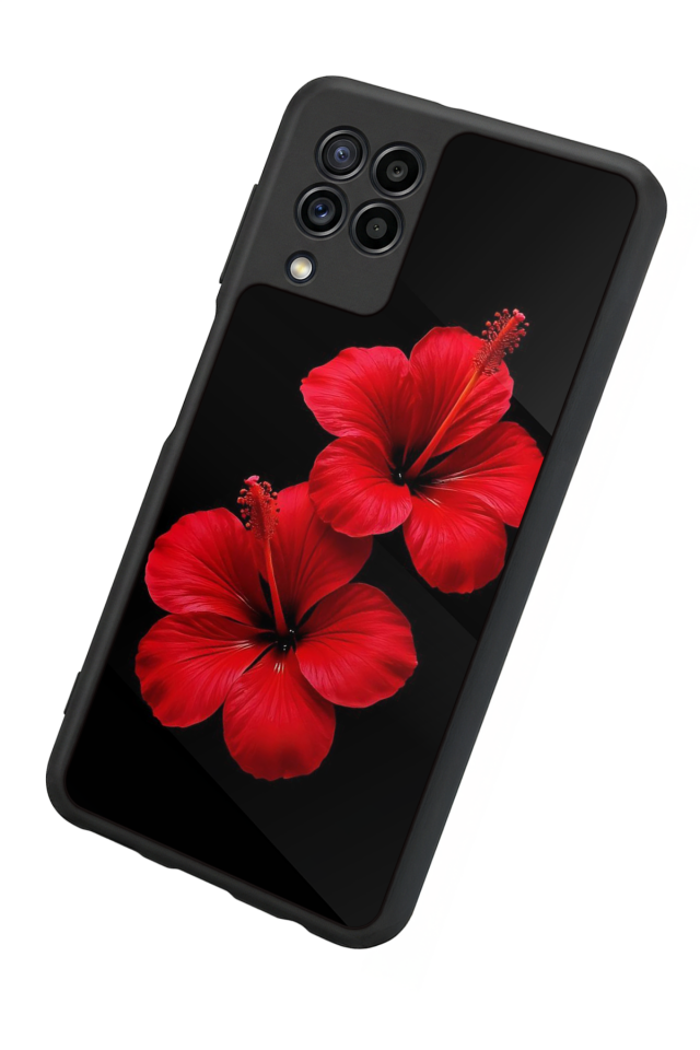 Samsung Galaxy M22 Uyumlu Cicek Tasarımlı Glossy Premium Kılıf