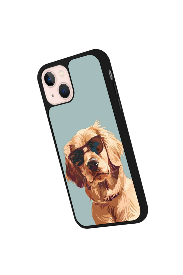 iPhone 14 Plus Uyumlu Golden Kopek Tasarımlı Glossy Premium Kılıf